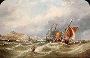 Ebenezer Colls A heavy swell off Dover Harbour, with a Channel packet coming in Sweden oil painting artist